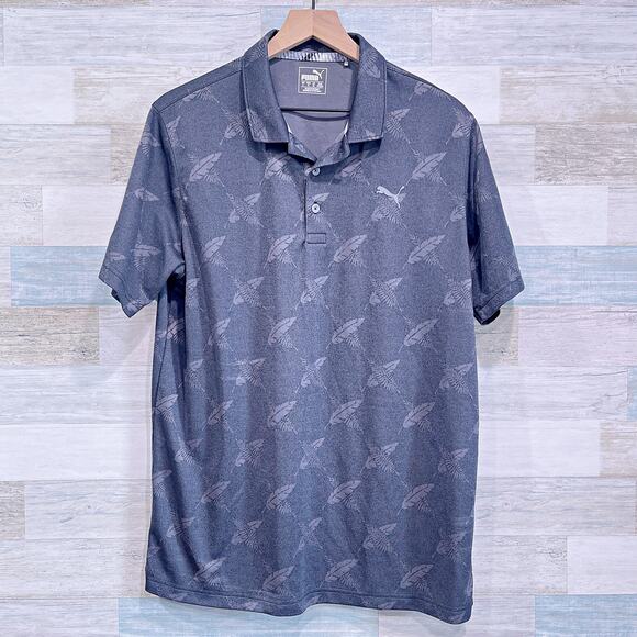 PUMA AlterKnit Palms Polo Shirt Gray University Park Country Club Mens Large - Picture 1 of 7